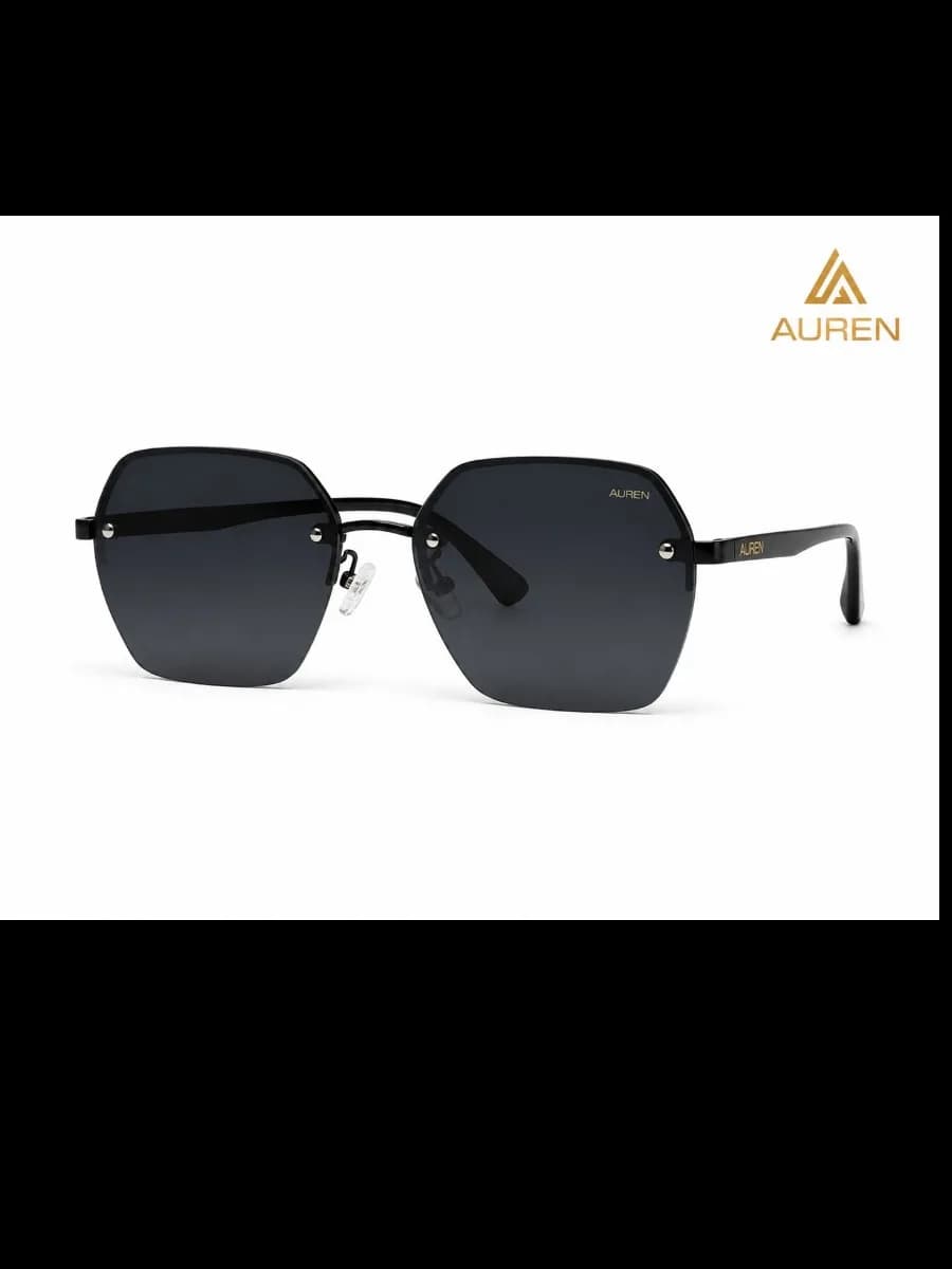 Óculos de sol octogonal Hexagon Eclipse, barra superior em metal preto com lentes degrade — Auren Eyewear